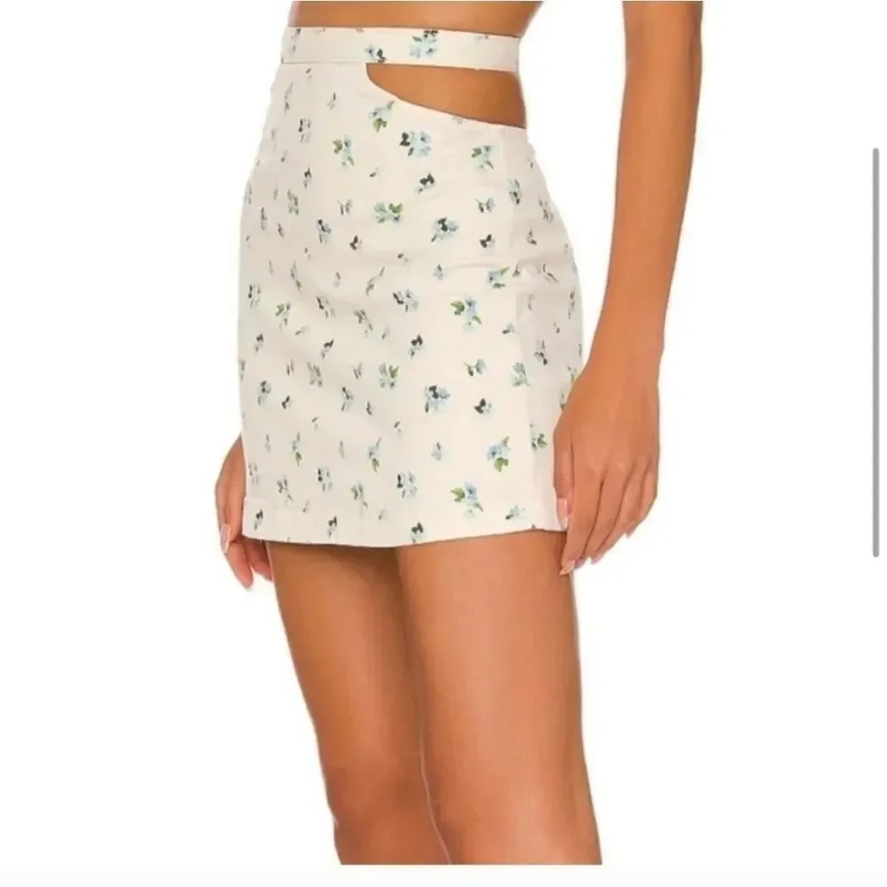 Weworewhat Denim Cut Out Floral Skirt - Size XS